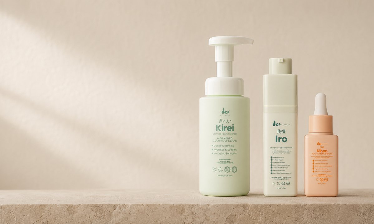 The IKI Everyday Morning Routine: Kirei cleanser, Iro moisturizer and Nihon serum